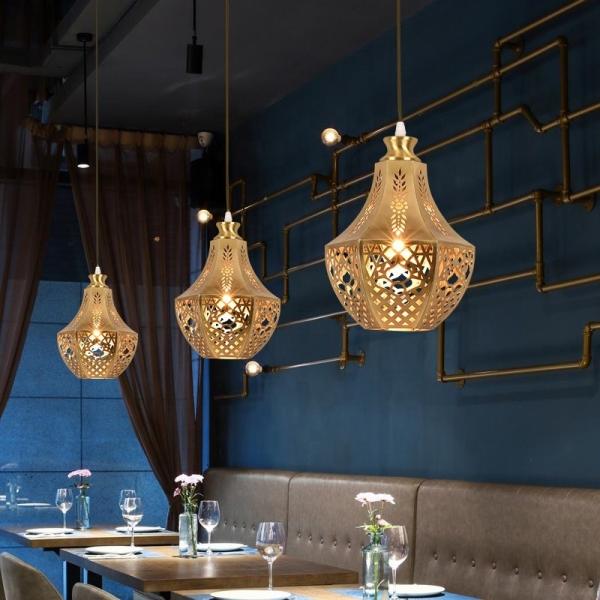 Gold Single Head Modern Copper Pendant Light Copper Glass Pendant Light With LED Light Source