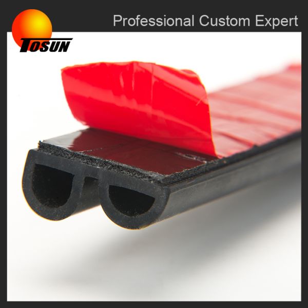 Solid rubber seal strip with adhesive sheet