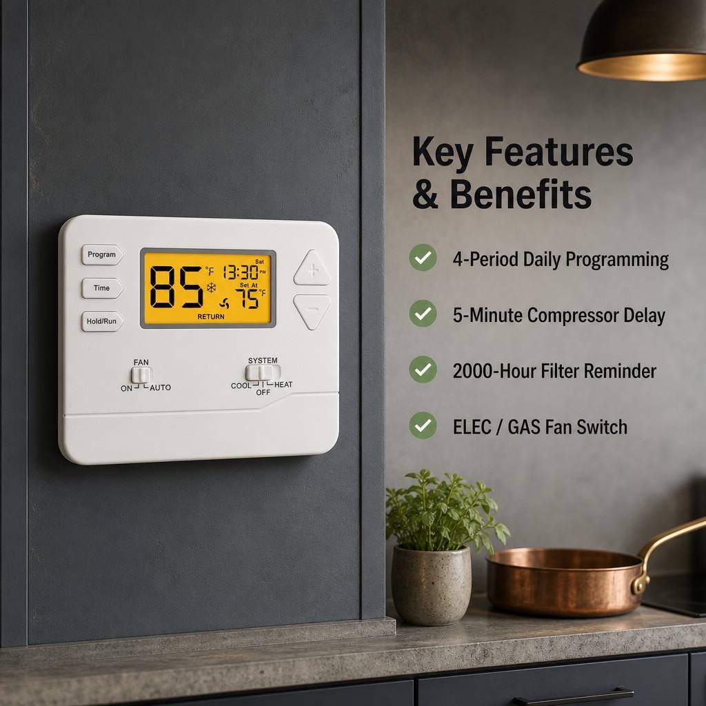 Riseem Smart and Convenient Digital Electronic Room Thermostat for Temperature Ranges 32°F 99°F STN605