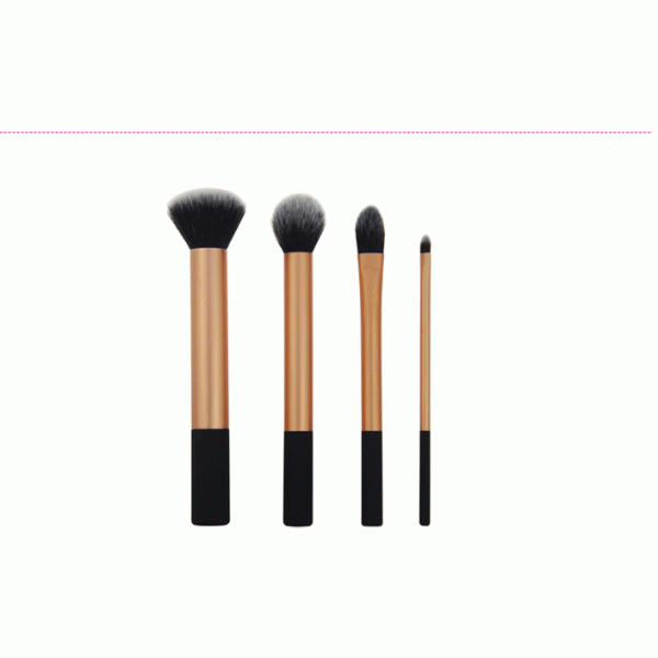4 Pieces Foundation Makeup Brush Long Handle Duo Fiber Synthetic Hair Case