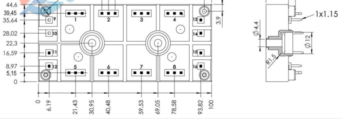 SKDH116/16-L105 1600V 116A IGBT Module 3-Phase Bridge Boost Chopper Integrated NTC High Surge Current 950A SEMIPONT6 Package Press-In Pin UL Certified for UPS and Drives