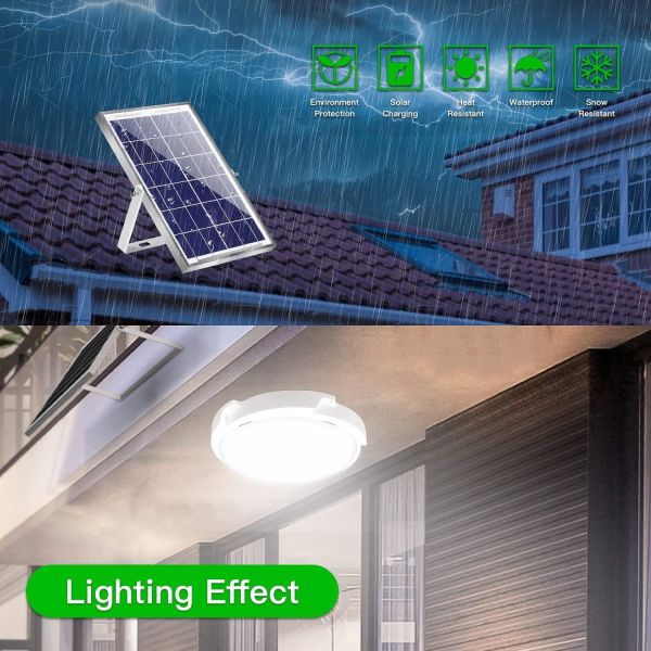 Energy-saving solar Ceiling light ,Dual mode light control+remote control ,For courtyard, corridor, and balcony lighting