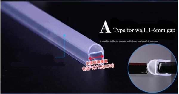 6-12mm Transparent Glass Shower Door Sweep Waterproof Strips with Long Lift Function