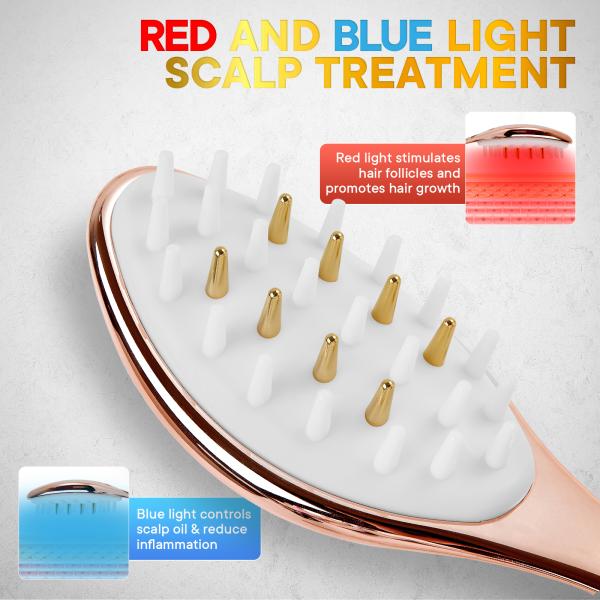 1.8W Rechargeable Microcurrent Hair Comb 650nm 450nm Led Light Comb