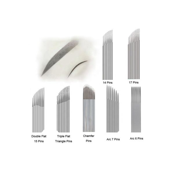 Pernos permanentes de la aguja 15 del maquillaje de SteelEyebrow del manual inoxidable de plata del tatuaje