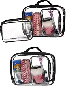Makeup Bag Cosmetic Bag Travel Toiletry Bag Waterproof Makeup Zipper Portable Transparent Pouch Set - Black, bagease pac