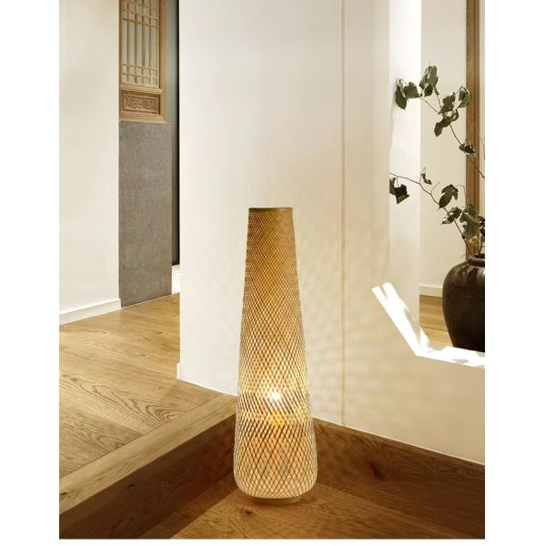 Bedroom Bedside Lamp Tea Room Japanese E27 Weave Bamboo Floor Lamp(WH-MFL-216)