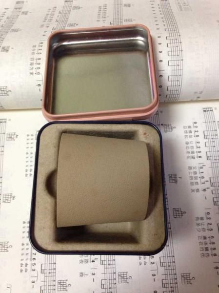 Quadrado relativo à promoção fóssil das latas de lata com papel da brochura para dentro