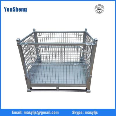 Wire mesh container heavy-duty rigid rolling collapsible wire mesh container