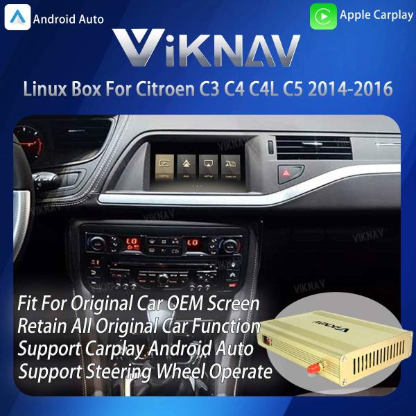 Boîtier d'interface Linux Viknav pour Citroën C3 C4 C4L C5 2014-2016 CarPlay sans fil