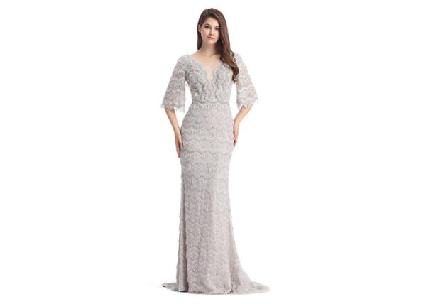 Fishtail Long Ladies Evening Dresses  V - Neck Anti Wrinkle And Eco Friendly