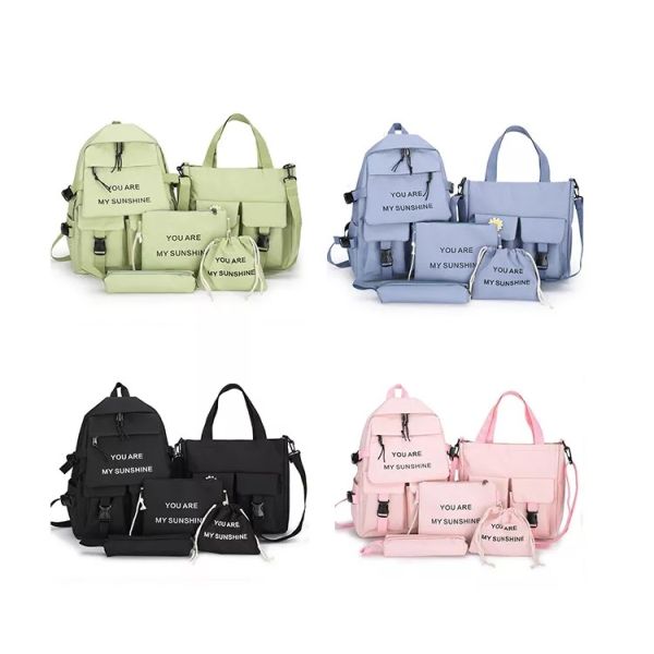 Travel Laptop Backpack School Bag Sets Girl Solid Color With Pencil-Case Wholesale