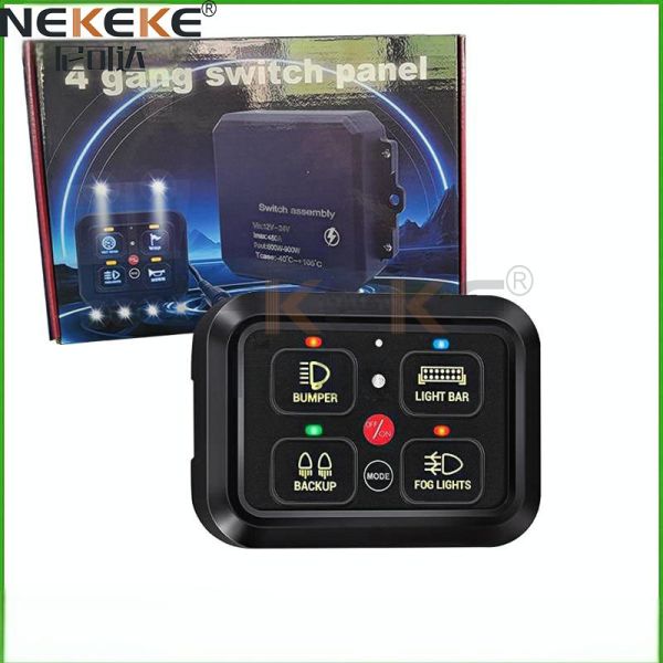 IP65 Waterproof 4 Gang ON-OFF Marine Switch Panel with LED Light for Boat Control Box