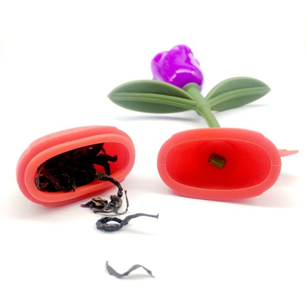 Unique silicone rose tea infuser personalized soft food grade silicone tea container mini silicone tea infuser