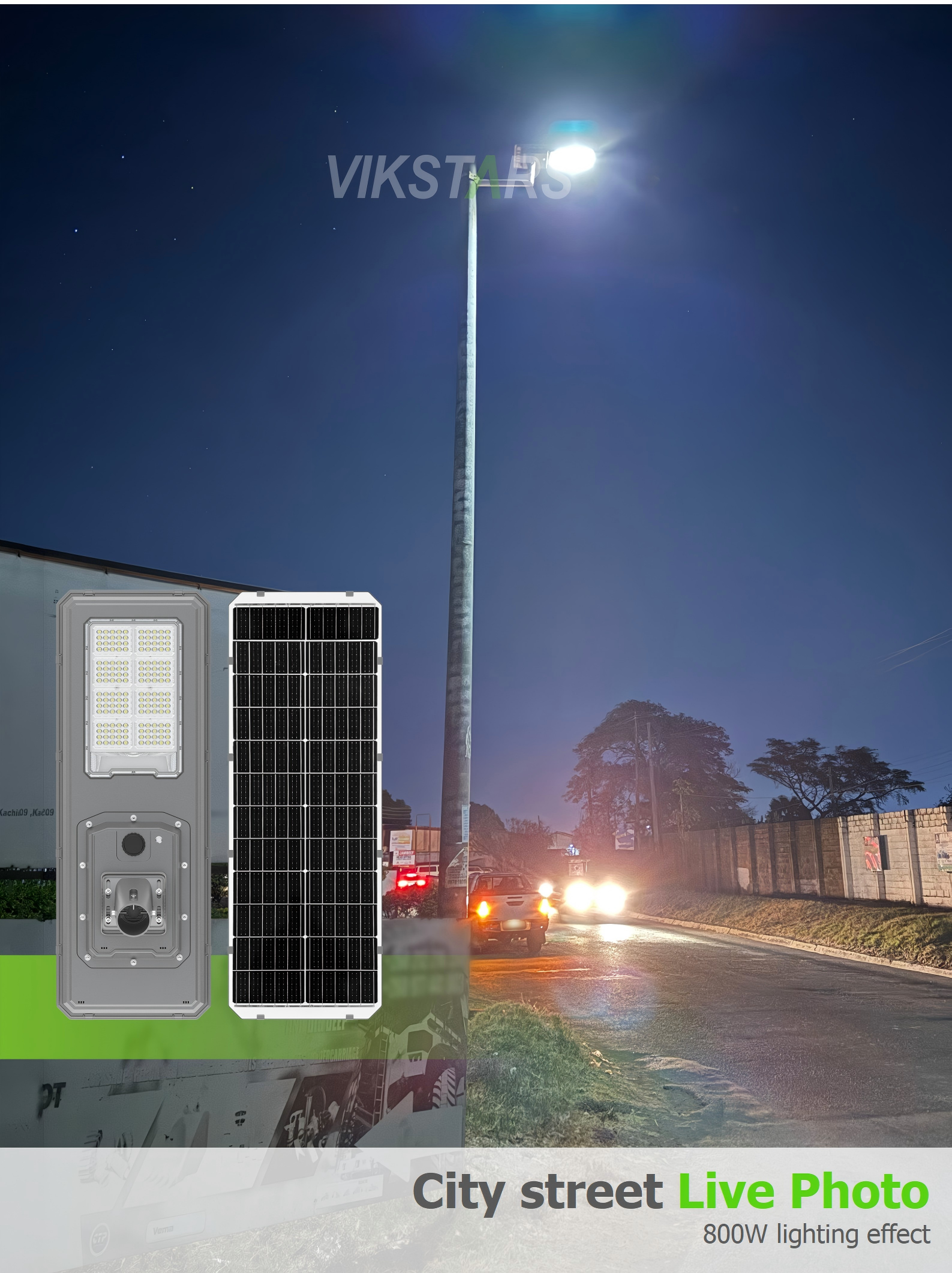 Nueva lámpara de calle solar bidireccional IP66 LED luz solar de jardín 600W 900W todo en uno luces solares de paisaje