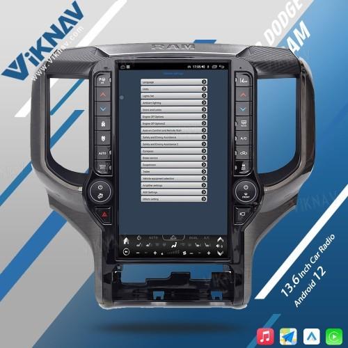 2019-2024 Dodge Ram 1500 Radio para automóviles de posventa CarPlay estéreo de 13,6 pulgadas Unidad de cabeza Android