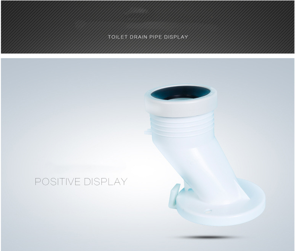 White Toilet Accessory Wall Drain Pipe, Sewage Pipe, Conversion Connector Universal Adapter Wall Trunking