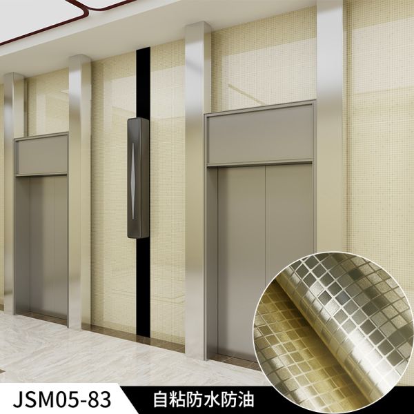 Oil Proof Silver Geometric Wallpaper PVC Metallic Mosaic Wallpaper