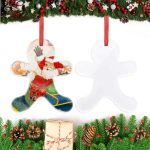 Christmas Gingerbread Man Xmas Tree Hanging Decoration Blanks Glass Sublimation