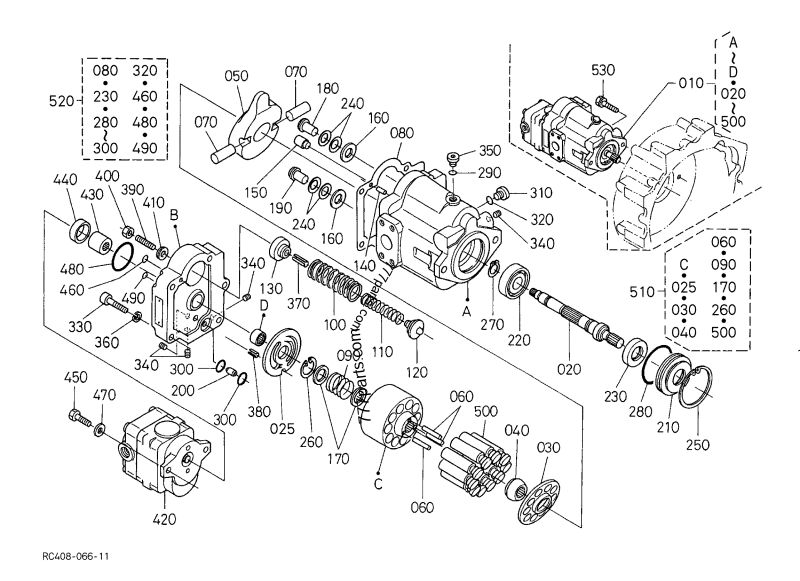 Kubota KX91-2 KX91-2S Hydraulic Pump RC401-61110 HRC40-61120 RC401-61120 Nachi PVD-15B-36P-8G5 for Mini Excavator Parts