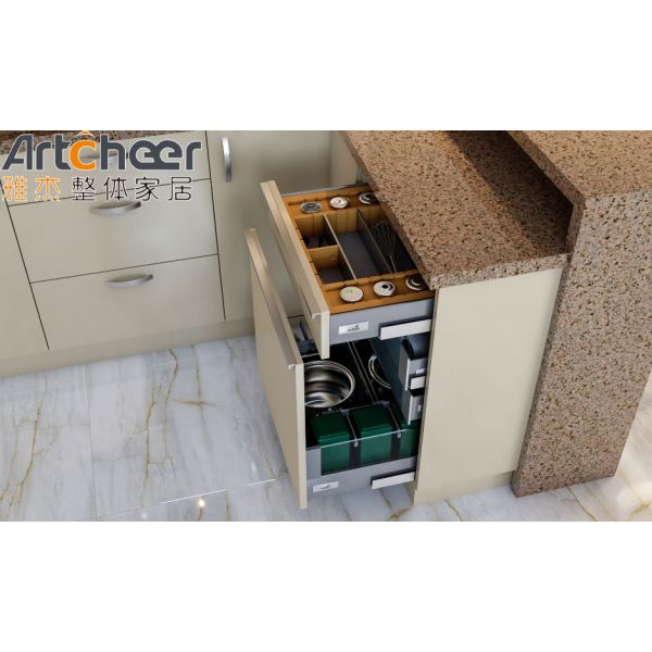 Рынок Дубовый шкаф для кухни с конструкцией формы u с дверью и организатором