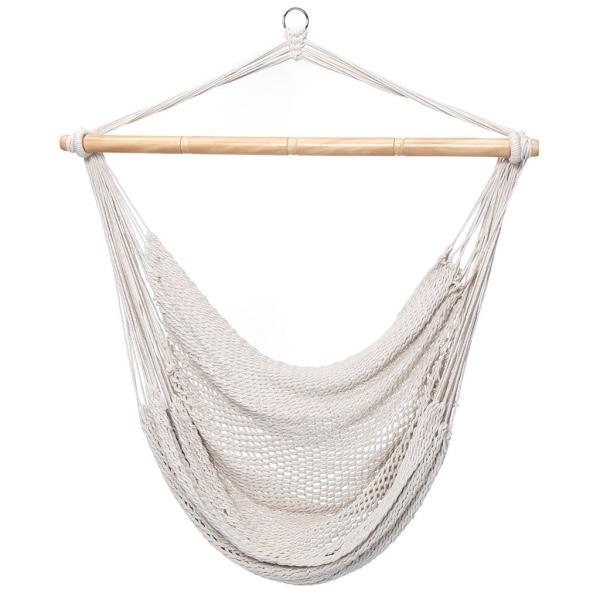 High Capacity Camping Hanging Chair Outdoor White Rope Hammock Chair With Stand