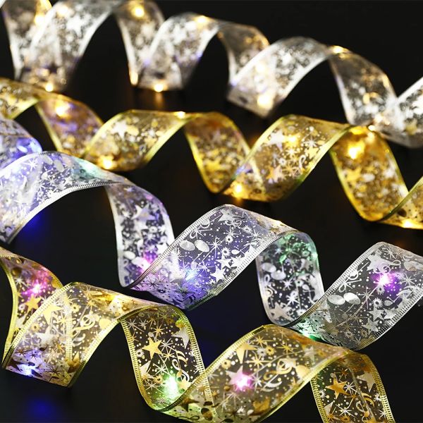Fairy String Lights Waterproof 40 LED 4m Copper Wire Ribbon Bows Lights for Party Weddings Holiday Christmas Tree Decorations