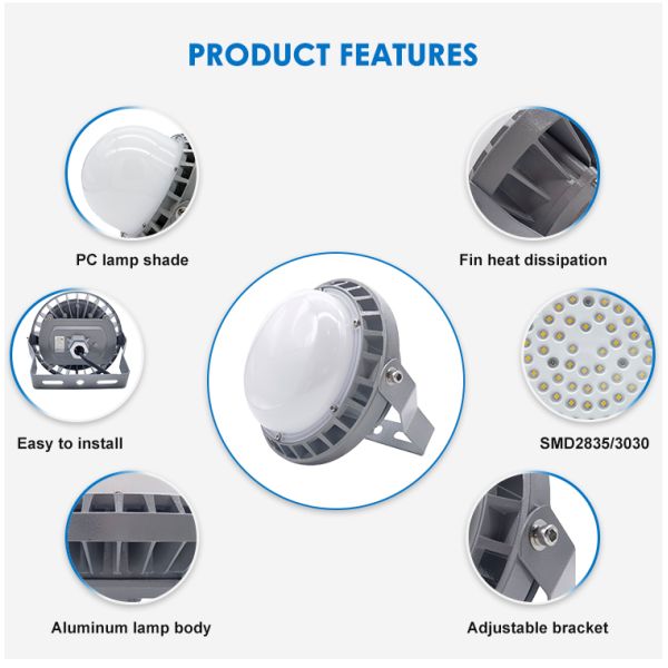 Industrial Higbay Light Workshops Gas Station Factory 50w 100w 150w Led Explosion-Proof Platform Light