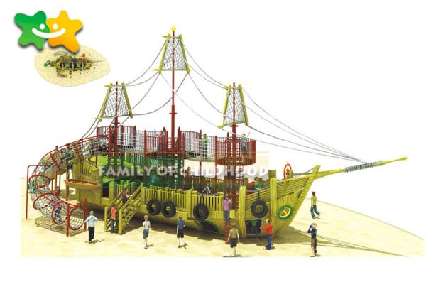 Quadro de escalada de madeira das crianças da plataforma da placa com equipamento do tubo da corrediça