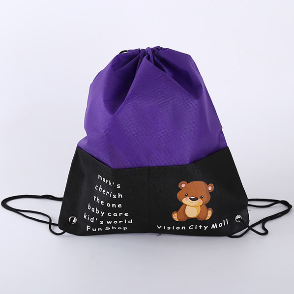 Eco-friendly string grocery Sports non woven Drawstring Bag Organic Grocery Shopping String Sport Bag Printed