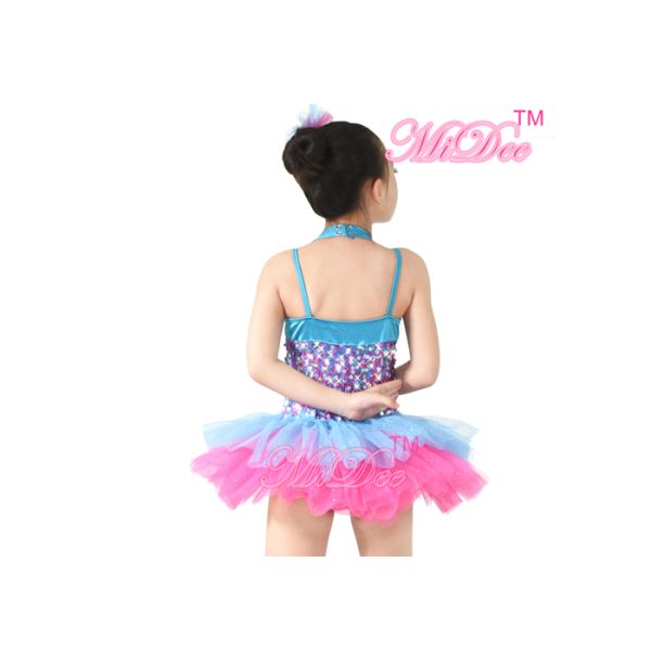 Lovely Ballet Tutu Dance Costume Halter Sequins Party Ballet Performance Costumes