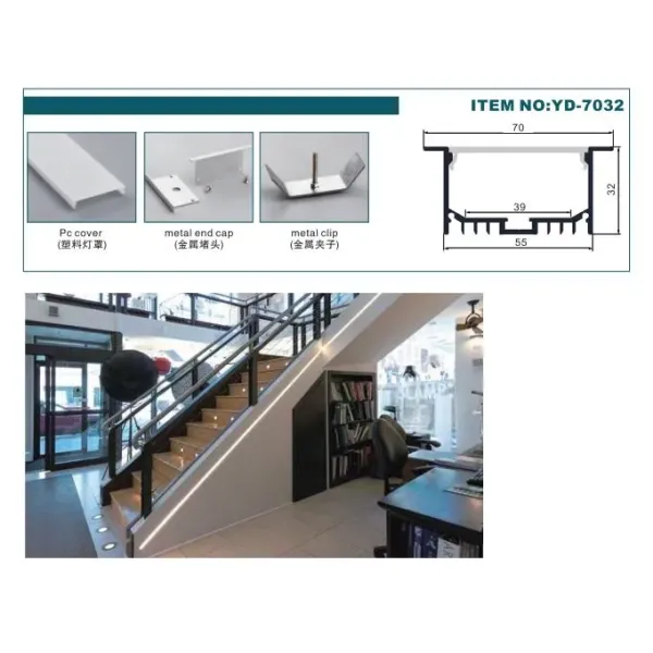 6063 T3-T8 Aluminum Alloy Recessed LED Profile 70*32mm for Ceiling Lighting with Recessed Mounted Installation