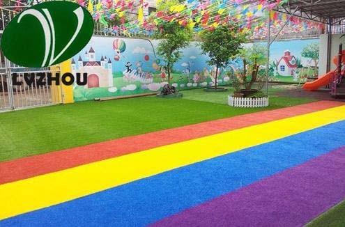 25mm Colorful Artificial Grass / Purple Fake Grass 16800 Density Ornamental