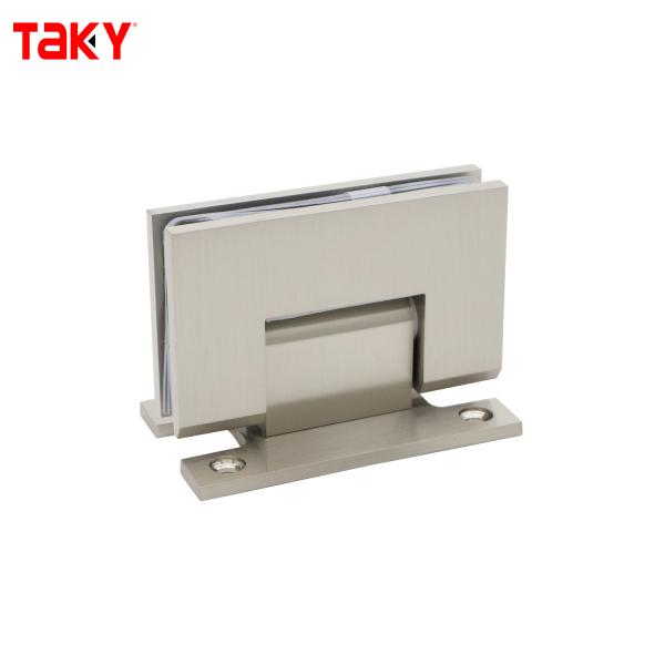 Bisagra de pivote para puerta de ducha de vidrio con montaje en pared y placa trasera en H de 90 grados, material acero satinado