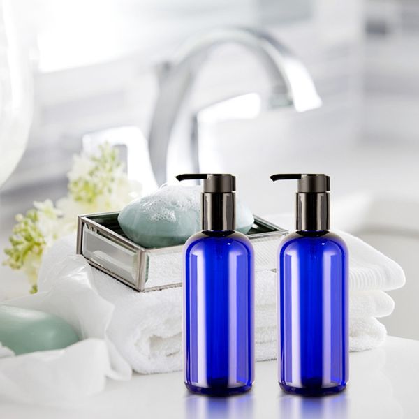 Бутылки для ухода за волосами голубого цвета на заказ емкости 300 мл с лосьоном