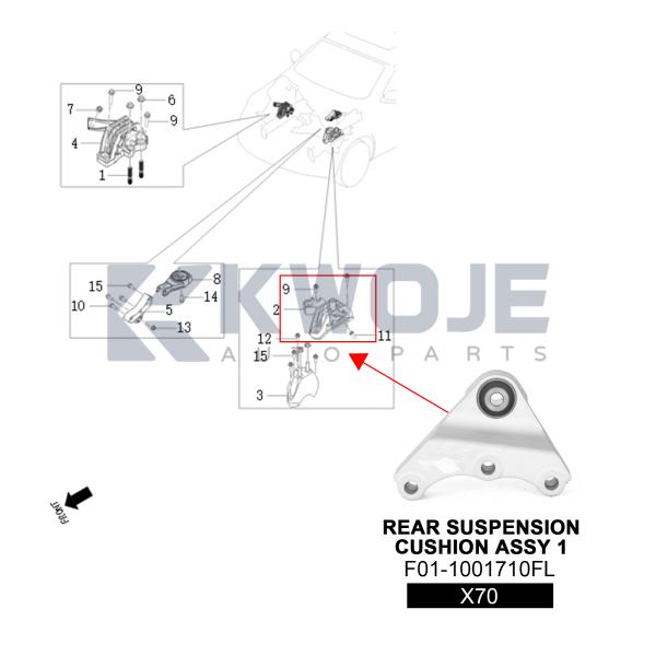 F01-1001710FL Car Engine Mount Assembly REAR SUSPENSION CUSHION ASSY 1 For 2018 Jetour X70