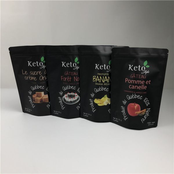 Matte Black Fast Printing Time and Custom Printed Bags For Shake Supplement Powder Packaging Bags