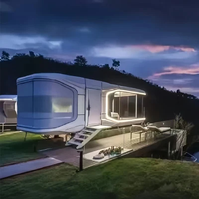 Maison préfabriquée Capsule spatiale Lit Cabine Hôtel Sleep Pod Luxe extérieur