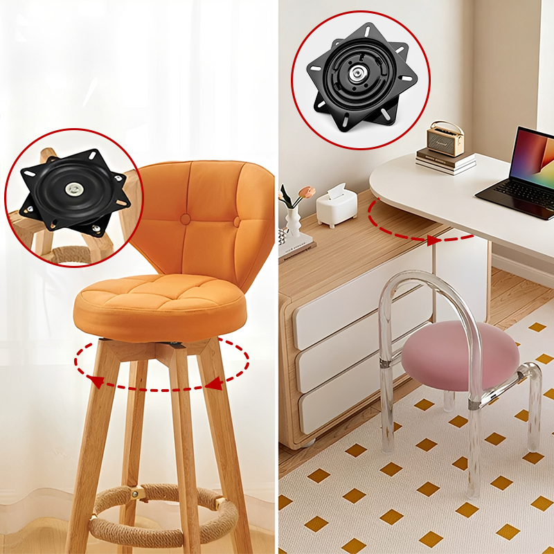 Thickened Heavy-Duty Full Ball Square Swivel Plate Steel Universal Rotating Base Chair Display Stand Dining Kitchen Furniture