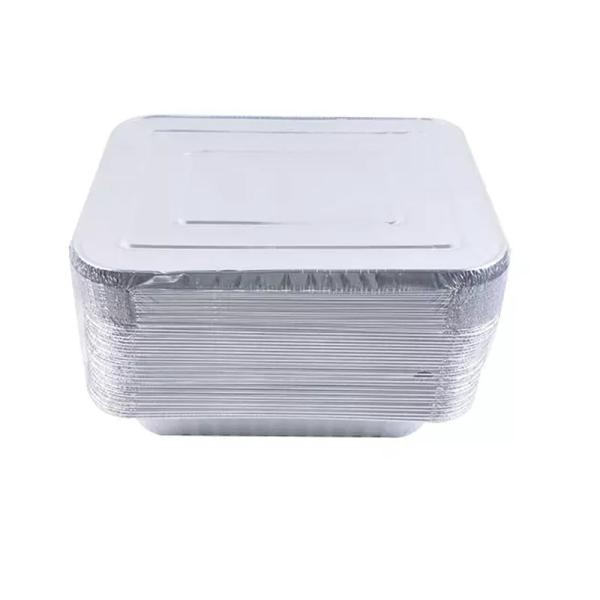 Heavy Duty Shallow Disposable Aluminum Foil Food Containers Oblong Foil Pan With  Lid