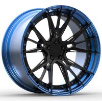 Roues en alliage d'aluminium forgé 2 pièces de 21 pouces, disque noir brillant à lèvres bleu poli