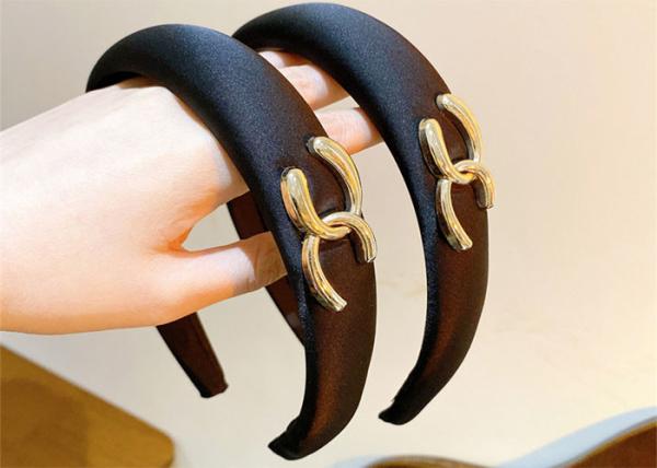 GLH059 Vintage French style double C fabric headband female autumn/winter high cranial top clip headbands accessories