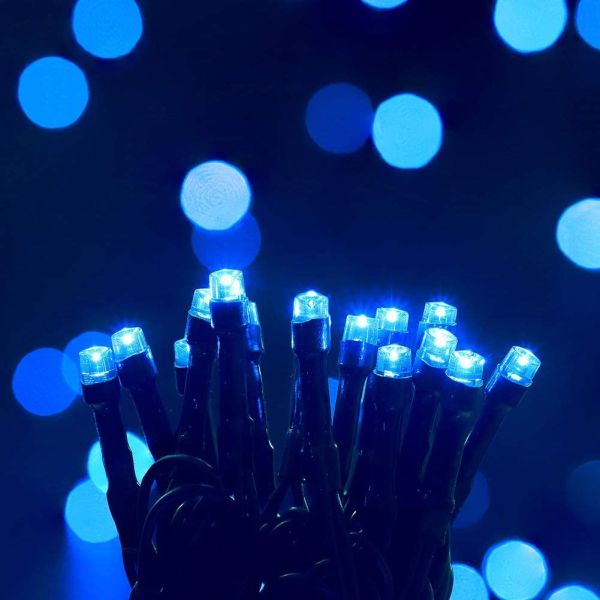 30V Blue Christmas String Lights Indoor 200 LED Clear Wire Plug In Halloween Tree Wall Decor