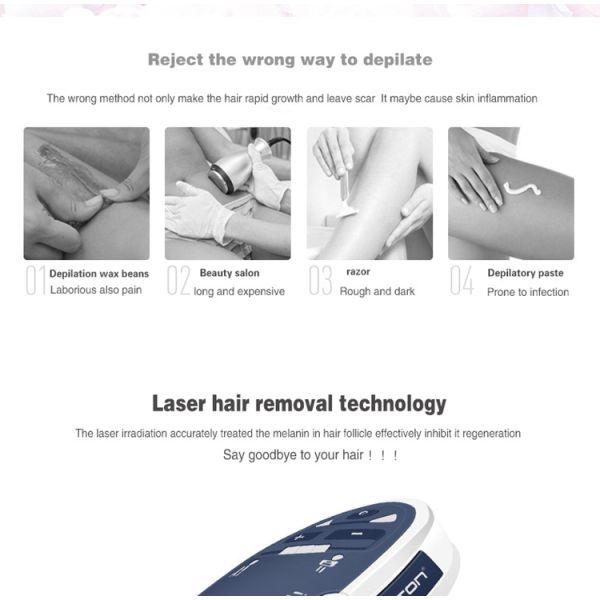 Painless Permanent Hair Removal Home Devices 300000 Pulses For Facial Body Bikini