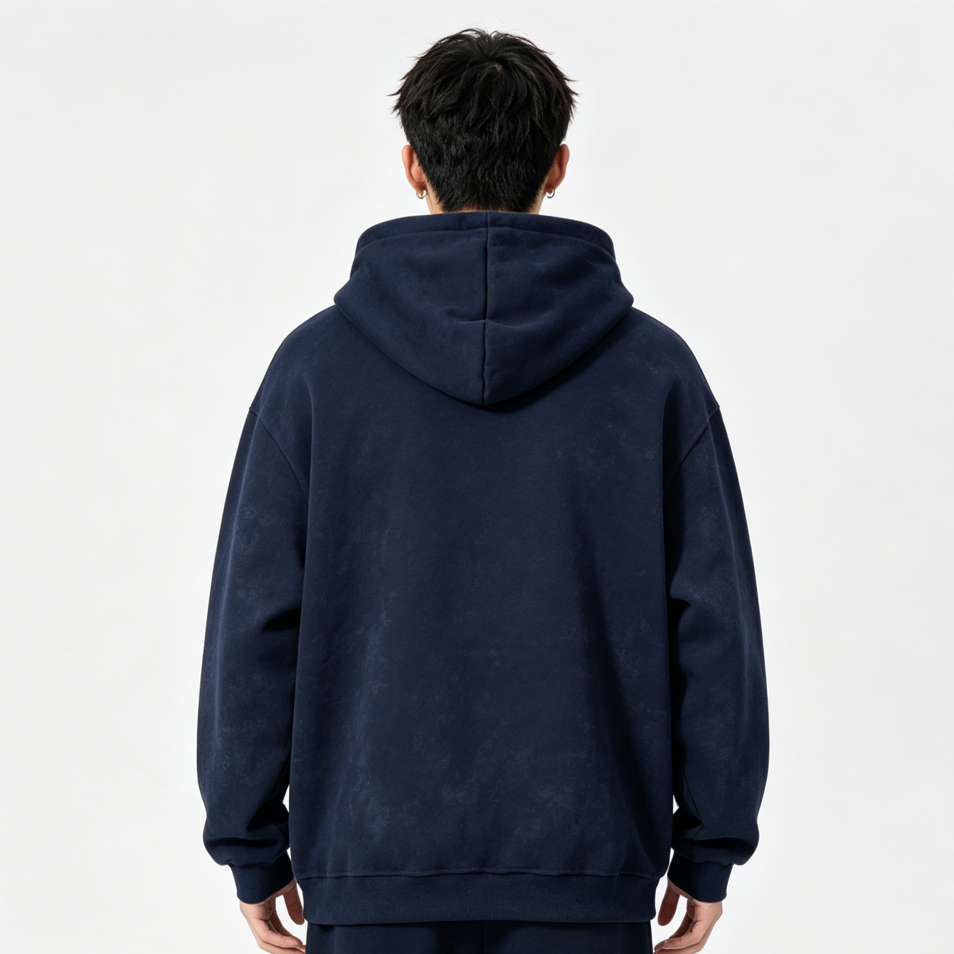 Raw Edge Acid Wash Black Hoodie French Terry Cotton Zip Up Hoodie Vintage Oversized