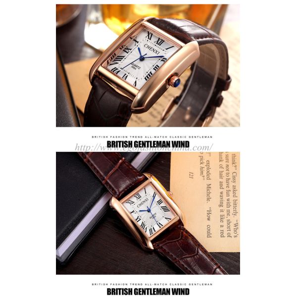 068A Square Bezel Watch Own Brand Made-in-China Stainless Steel Back Watch Quartz Watches