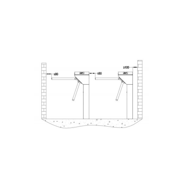 SUS304 Stainless Steel Bi-directional LED Indicator Tripod Turnstile Gate for Access Control