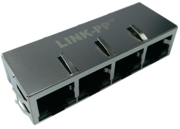 RJ45 Magjack 4Port 1000 Base-T LPJG46801AENL Gigabit Connector Shield R/A