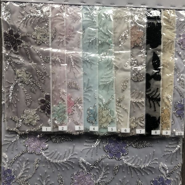 High Quality Customizable Luxury 3D African Beaded Embroidery Lace Fabric for Women's Dress Party Dress