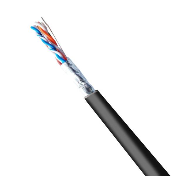 Black Cat6 FTP 23AWG Outdoor PE Jacket Network Cable Extend To 550MHZ 1000FT